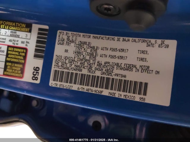3TMCZ5AN8LM340900 Toyota Tacoma Trd Sport