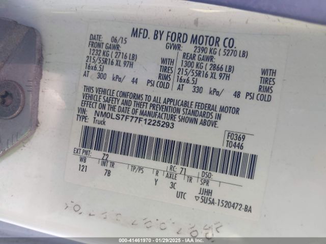 NM0LS7F77F1225293 Ford Transit Connect Xlt