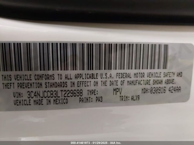 3C4NJCCB3LT229698 Jeep Compass Limited Fwd