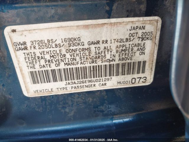 2006 MITSUBISHI LANCER JA3AJ26E96U021297 Photo 8