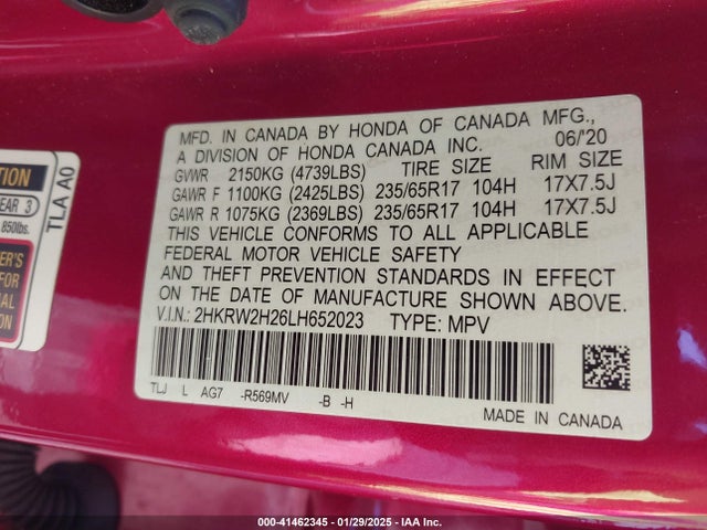2HKRW2H26LH652023 Honda l15be