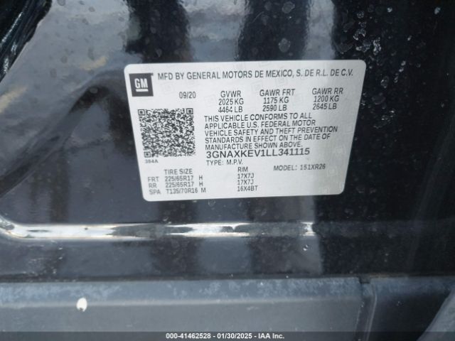3GNAXKEV1LL341115 Chevrolet Equinox Fwd Lt 1.5l Turbo