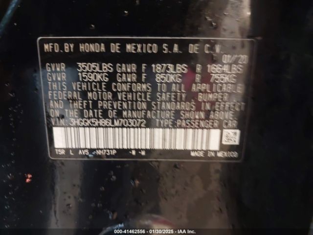 3HGGK5H86LM703072 Honda FIT EX
