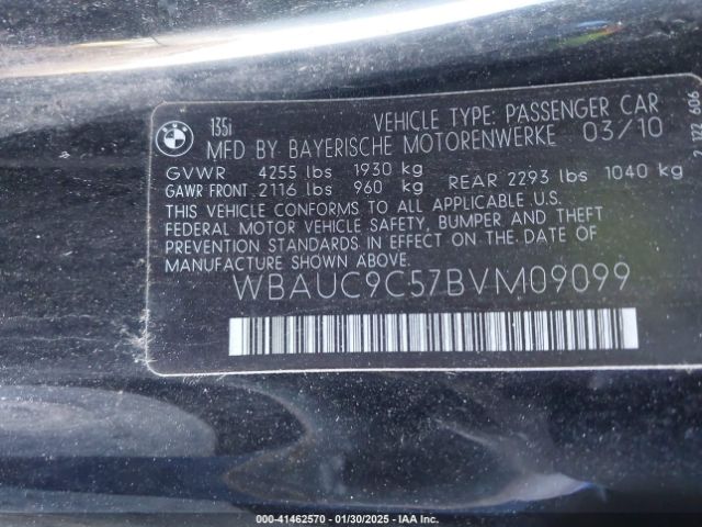 2011 BMW 135I WBAUC9C57BVM09099 Photo 8