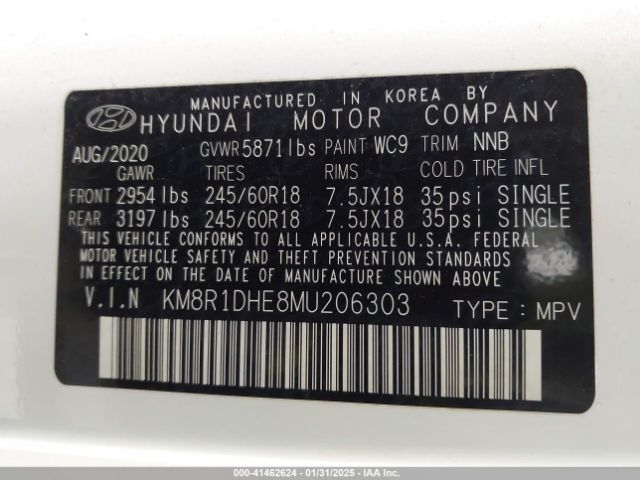 KM8R1DHE8MU206303 Hyundai Palisade Se