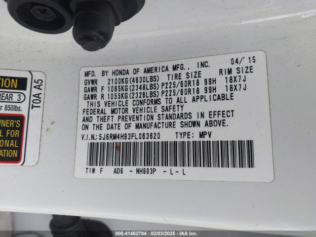 Honda Cr-v Touring 2015 5J6RM4H93FL063620 Image 9