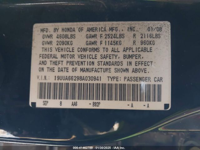 2008 ACURA TL 19UUA66298A030941 Photo 8