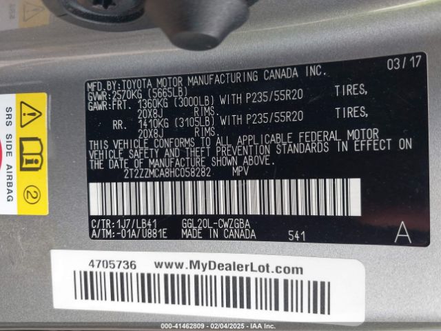 2T2ZZMCA8HC058282 Lexus RX 350