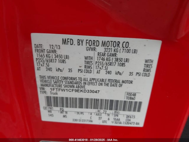 Ford F-150 Xlt 2014 1FTFW1CF9EKD33047 Image 9