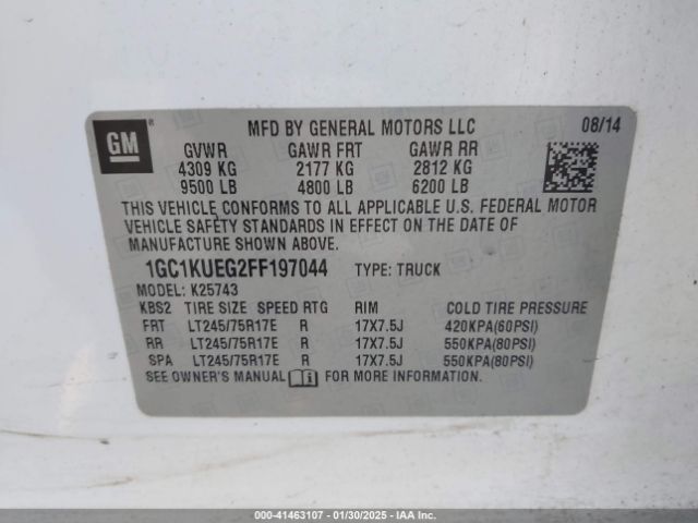 1GC1KUEG2FF197044 Chevrolet Silverado 2500hd Wt
