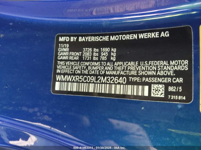 WMWXR5C09L2M32640 Mini Hardtop Cooper S