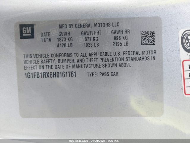 1G1FB1RX8H0161761 Chevrolet Camaro 1lt