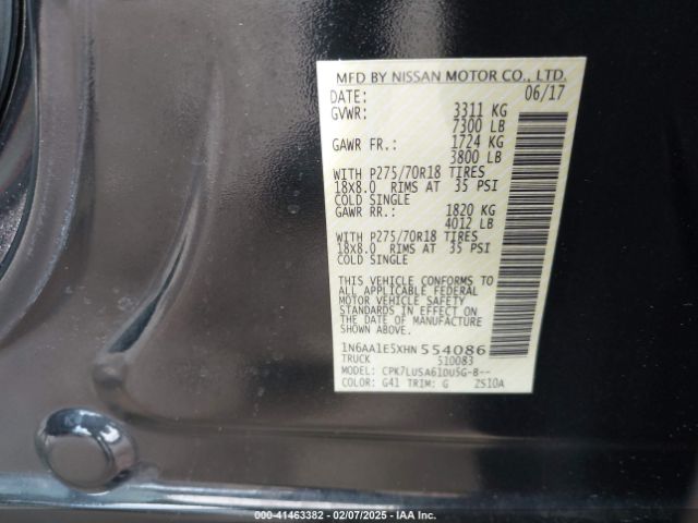 1N6AA1E5XHN554086 Nissan Titan Pro-4x