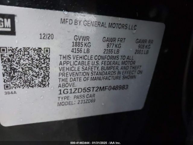 1G1ZD5ST2MF048983 Chevrolet Malibu Fwd Lt