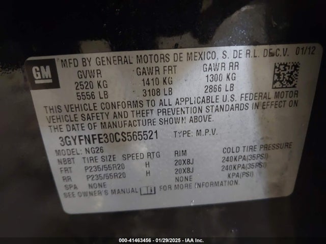 2012 CADILLAC SRX 3GYFNFE30CS565521 Photo 8
