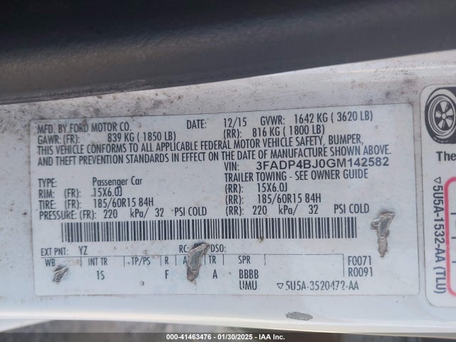 3FADP4BJ0GM142582 Ford FIESTA SE