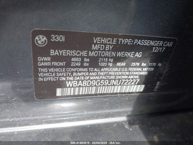 2018 BMW 330I WBA8D9G59JNU72227 Photo 8