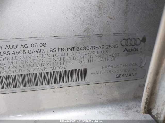 2009 AUDI A4 WAULF78K39N009282 Photo 8
