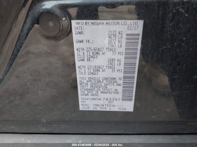 Nissan ROGUE S 2017 5N1AT2MV5HC783397 Image 9
