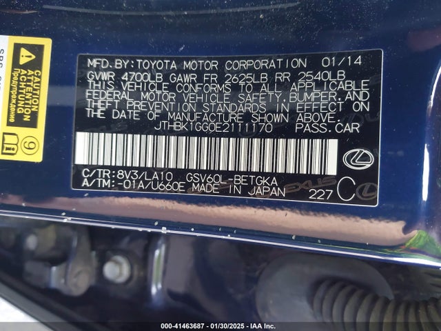 Lexus ES 350 2014 JTHBK1GG0E2111170 Image 9