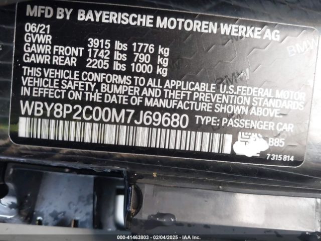 WBY8P2C00M7J69680 BMW I3 120ah
