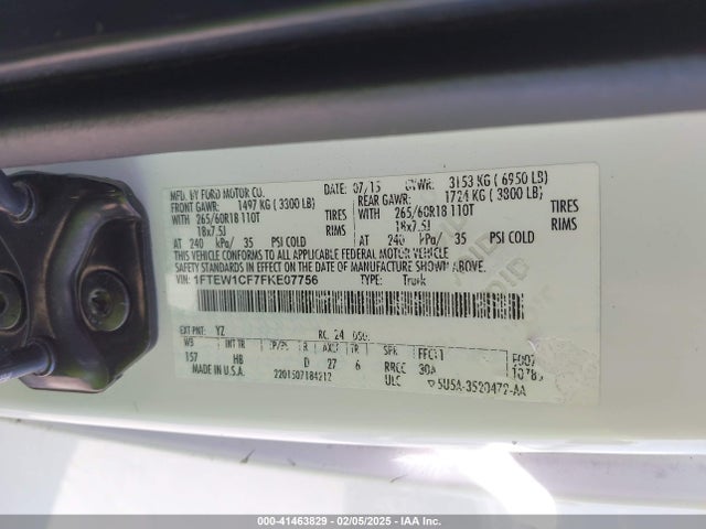 Ford F-150 Lariat 2015 1FTEW1CF7FKE07756 Image 9