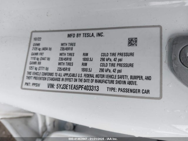 2023 TESLA MODEL 3 5YJ3E1EA5PF403313 Photo 8