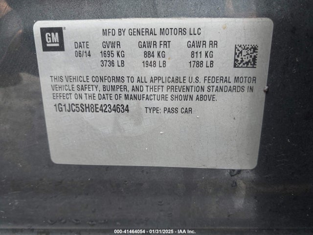 1G1JC5SH8E4234634 Chevrolet Sonic Lt Auto
