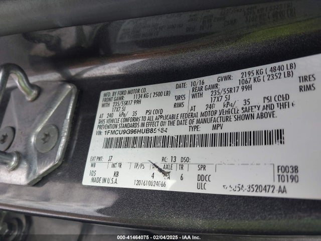 Ford ESCAPE SE 2017 1FMCU9G96HUB85164 Image 9