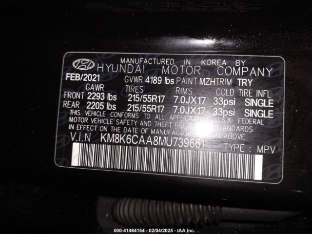 KM8K6CAA8MU739661 Hyundai Kona Sel Plus