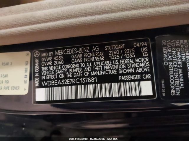 1994 MERCEDES-BENZ E WDBEA32E7RC137881 Photo 8