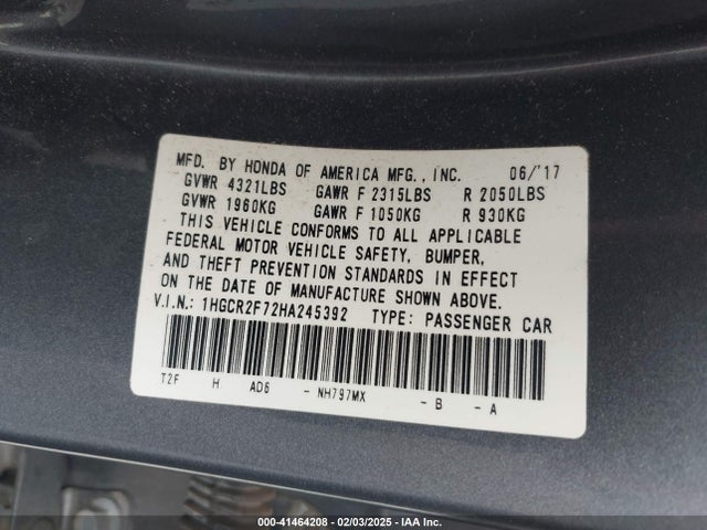 1HGCR2F72HA245392 Honda ACCORD EX