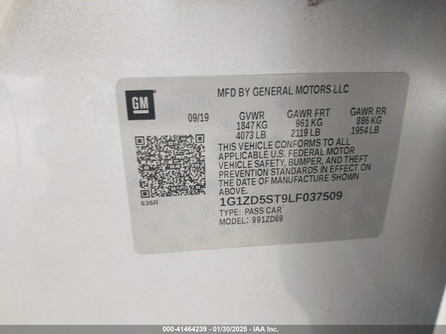 1G1ZD5ST9LF037509 Chevrolet Malibu Fwd Lt
