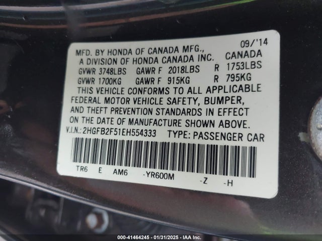 Honda Civic Lx 2014 2HGFB2F51EH554333 Image 9