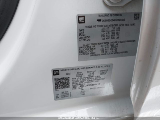 3GTU9DED4NG180418 GMC Sierra 1500 Limited 4wd  Short Box Slt