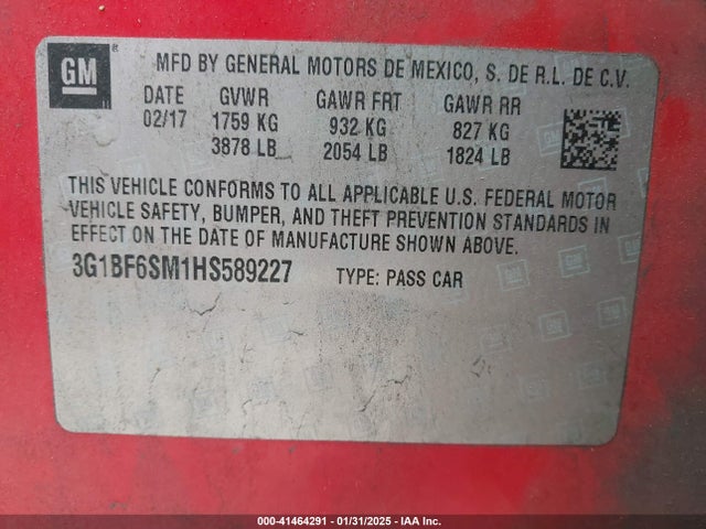 3G1BF6SM1HS589227 Chevrolet Cruze Premier Auto