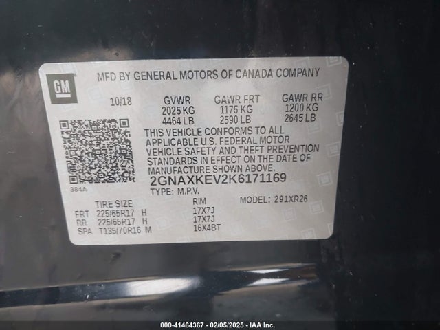 Chevrolet EQUINOX LT 2019 2GNAXKEV2K6171169 Image 9