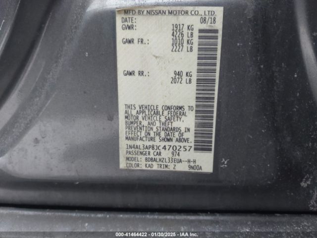 1N4AL3AP8JC470257 Nissan Altima 2.5 Sr