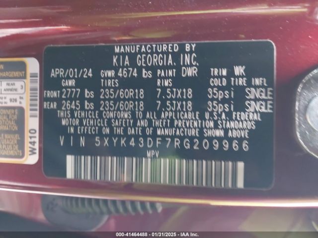 5XYK43DF7RG209966 KIA Sportage Sx