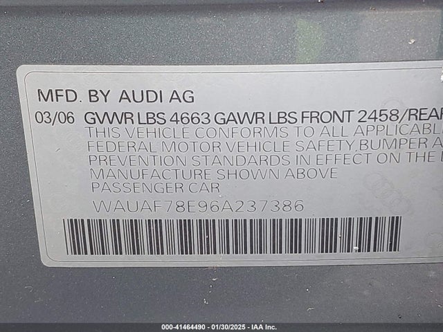 2006 AUDI A4 WAUAF78E96A237386 Photo 8