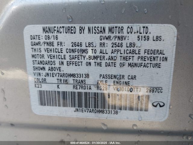 JN1EV7AR0HM833138 Infiniti Q50 3.0t Premium