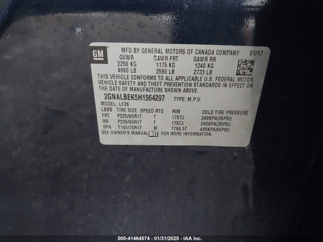 Chevrolet EQUINOX LS 2017 2GNALBEK5H1564297 Image 9
