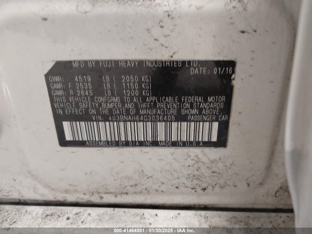 4S3BNAH64G3036405 Subaru Legacy 2.5i Premium
