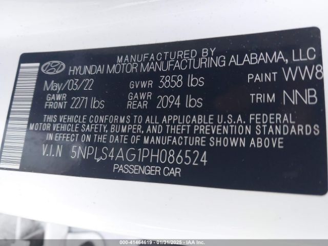 5NPLS4AG1PH086524 Hyundai ELANTRA SEL