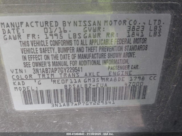 3N1AB7AP7GY229541 Nissan SENTRA S