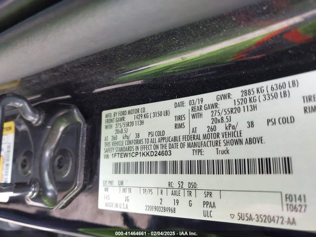 1FTEW1CP1KKD24603 Ford F-150 Xl