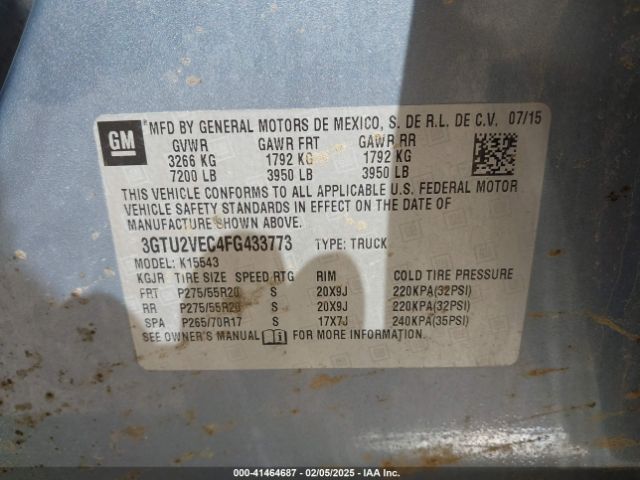 3GTU2VEC4FG433773 GMC Sierra 1500 Slt