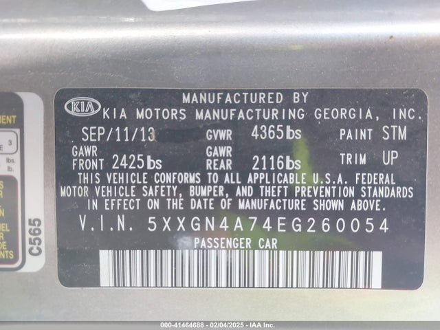 5XXGN4A74EG260054 KIA OPTIMA EX