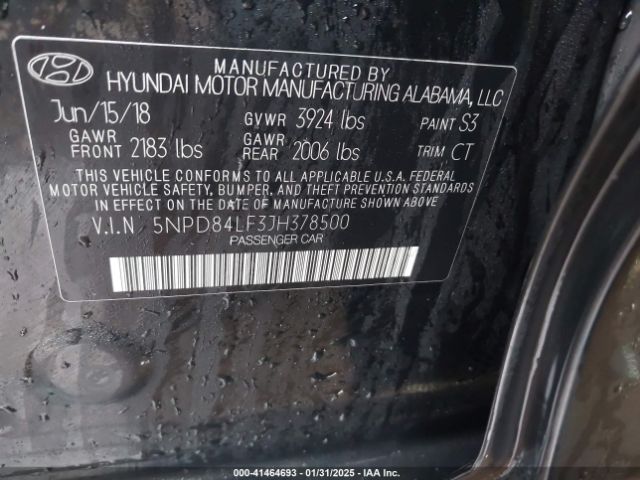 5NPD84LF3JH378500 Hyundai Elantra Value Edition
