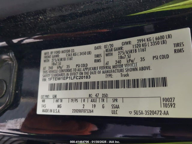 Ford F-150 Xlt 2020 1FTEW1EP1LFC20183 Image 9